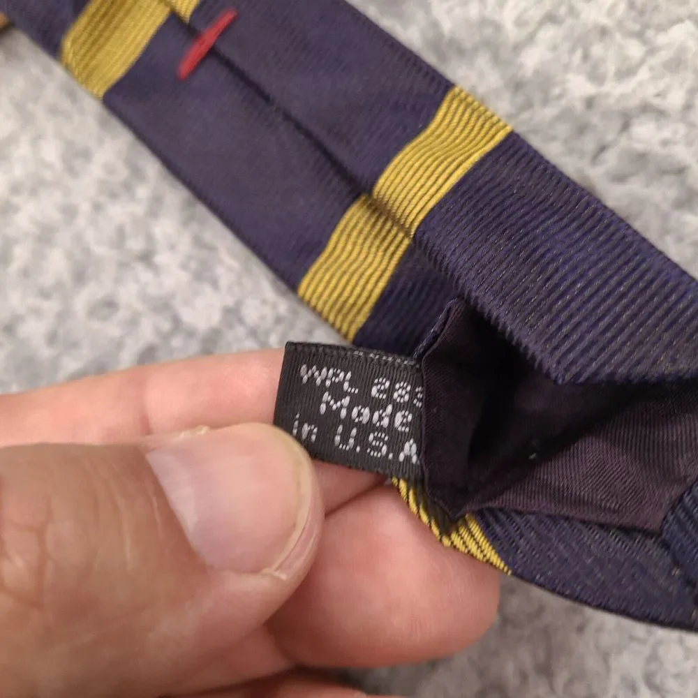 Villa‎ Bugatti Tie Necktie Mens Blue Gold Striped Italian Silk Made In USA